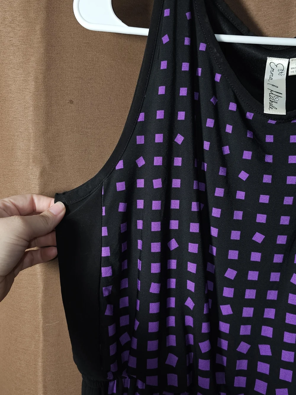 Sleeveless Black & Purple Maxi Dress - Picture 3 of 6